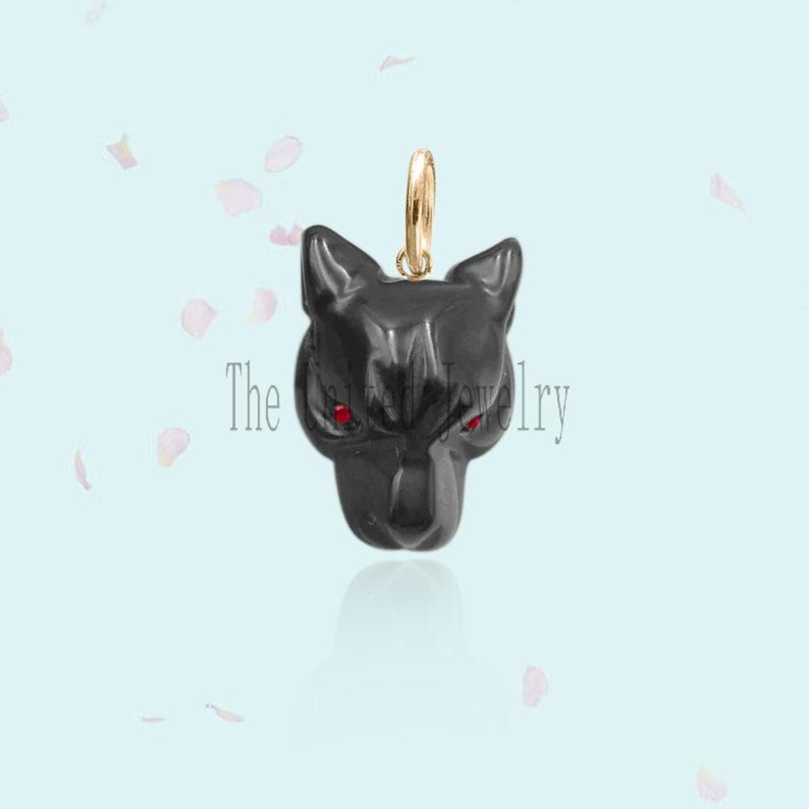 Handmade Sterling Silver Lion Pendant: Black Onyx & Ruby Eyes