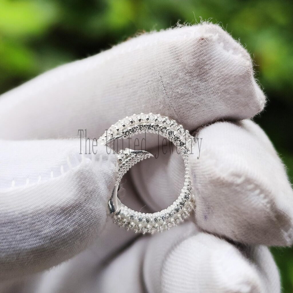 Handmade Pave Diamond Round Push Clasp Lock Jewelry