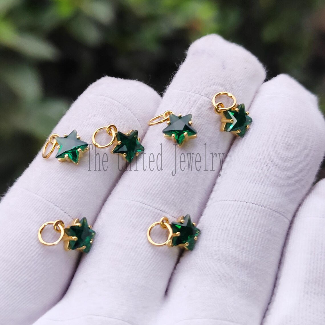 Handmade Sterling Silver Tsavorite Star Charm Pendant – 5mm