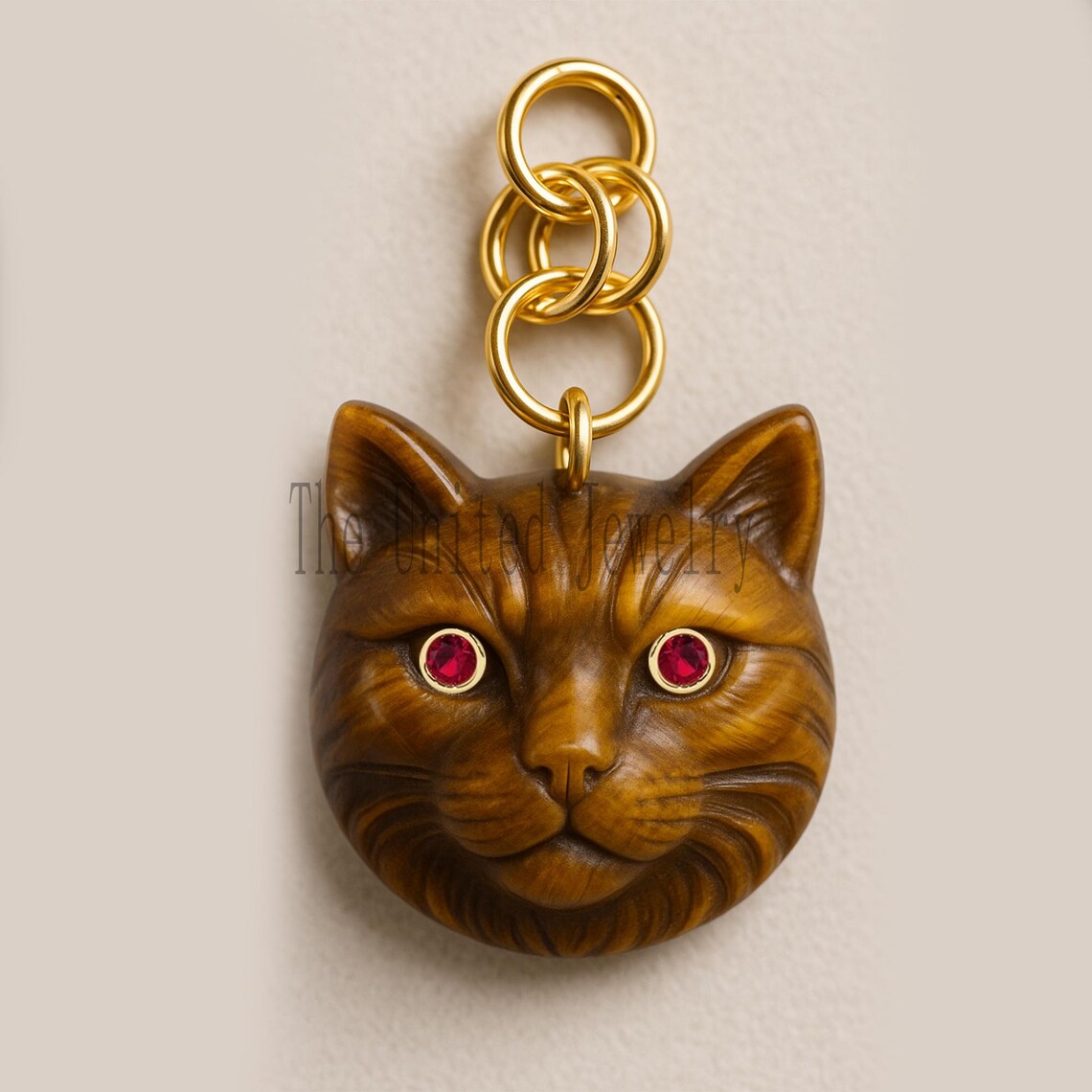 Sterling Silver Tiger Pendant: Ruby Eyes, Feline Necklace