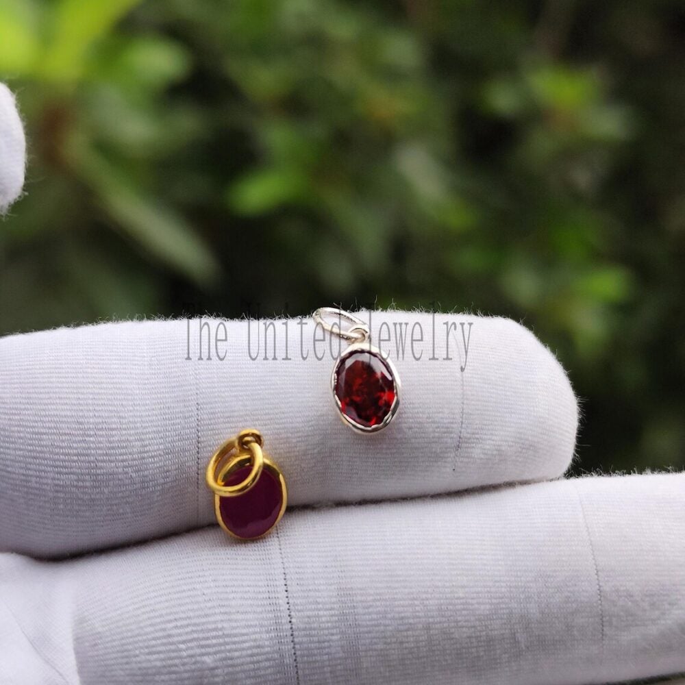Ruby Birthstone Pendant: Small Sterling Silver Charm, Dainty Jewelry
