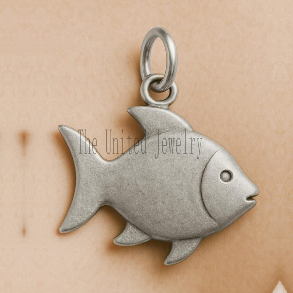 Sterling Silver Fish Pendant with Multicolor Sapphire Gemstones – Nautical Rainbow Charm Jewelry