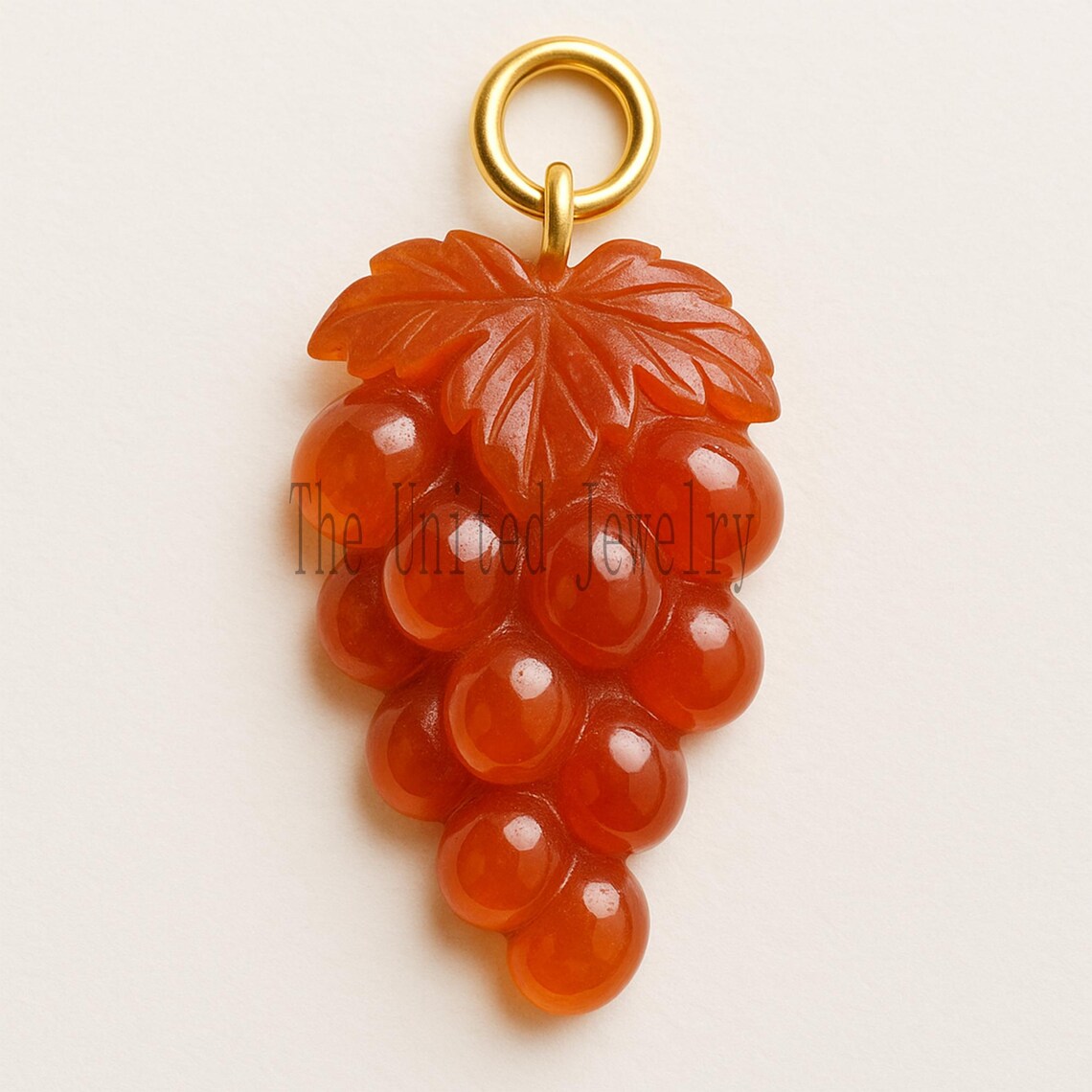 Handmade Carnelian Grapes Pendant: Gold Vermeil Sterling Silver Charm