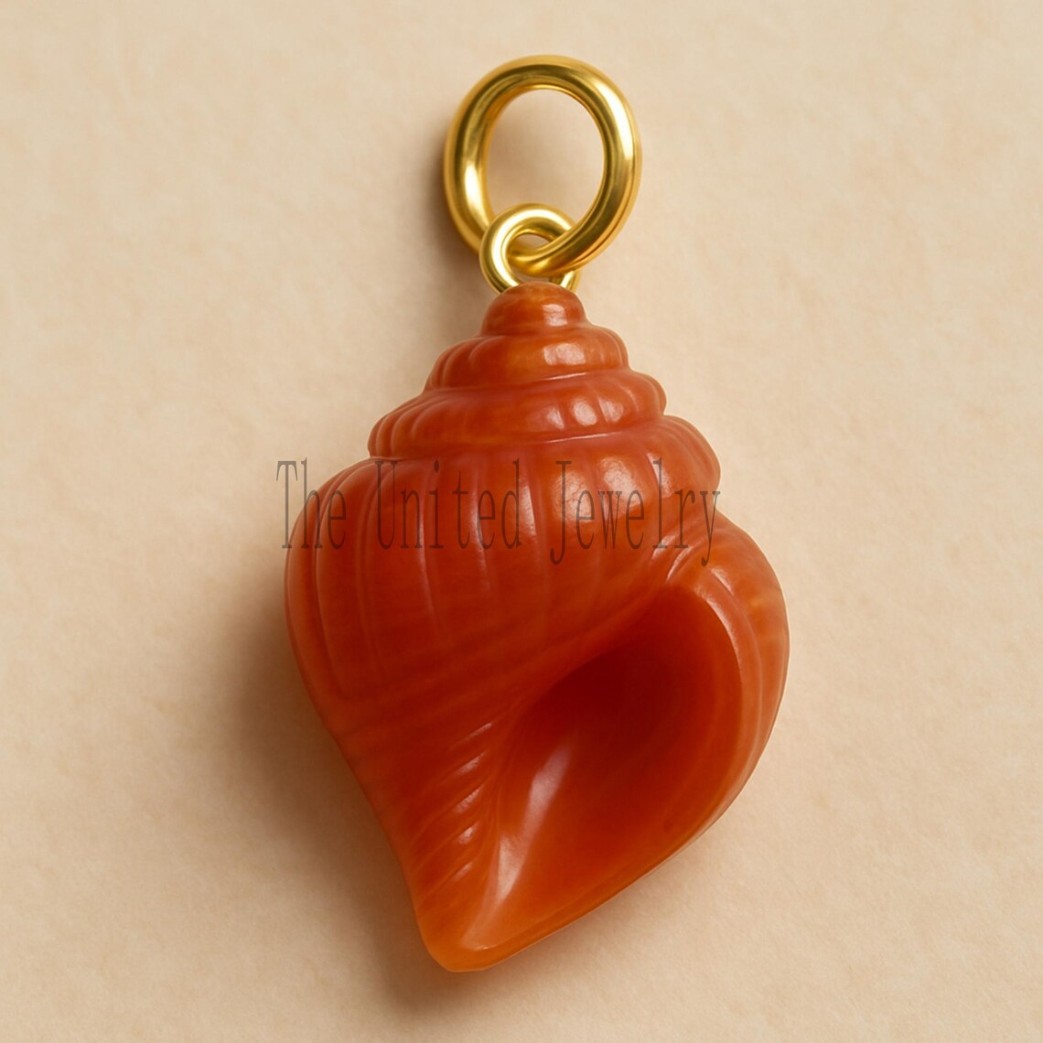 Handmade Carnelian Sea Shell Pendant: 925 Sterling Silver, Ocean Charm
