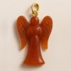 Gold Plated Sterling Silver Carnelian Angel Pendant: Hand Carved Charm