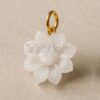 Hand-Carved White Gemstone Flower Pendant: Gold Plated Sterling Silver