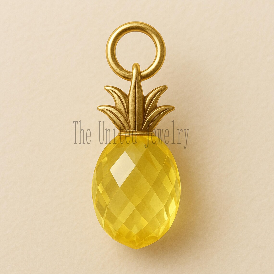 Gold Plated Sterling Silver Lemon Quartz Pineapple Charm