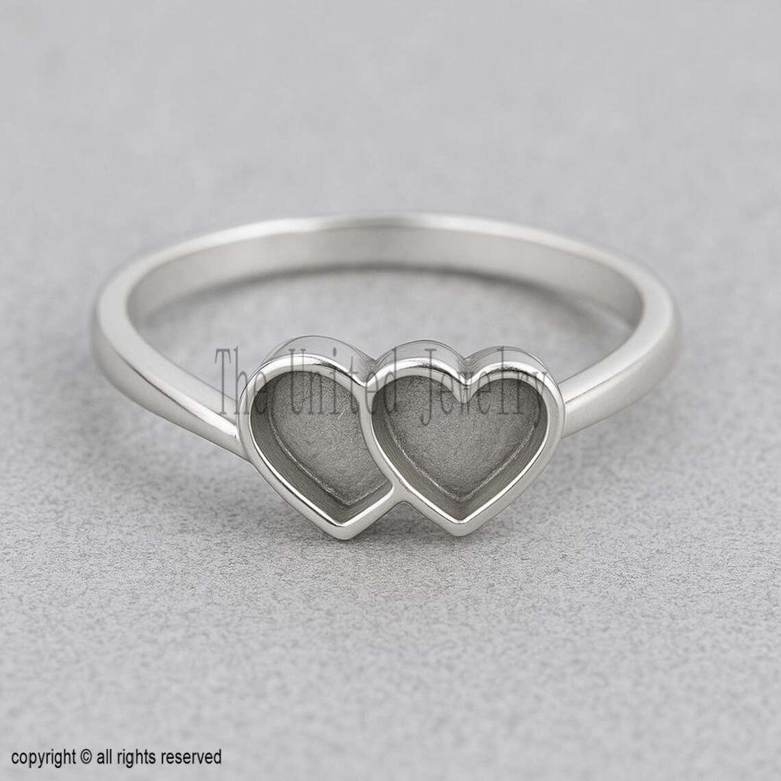 Sterling Silver Double Heart Bezel Ring Setting – Keepsake Jewelry DIY