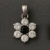 Vintage Sterling Silver Flower Pendant: Black Onyx & CZ Floral Charm