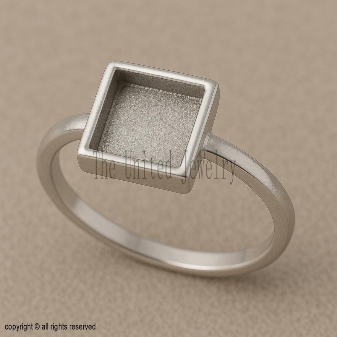 Sterling Silver Square Bezel Ring: DIY Resin, Ashes, Birthstone Setting
