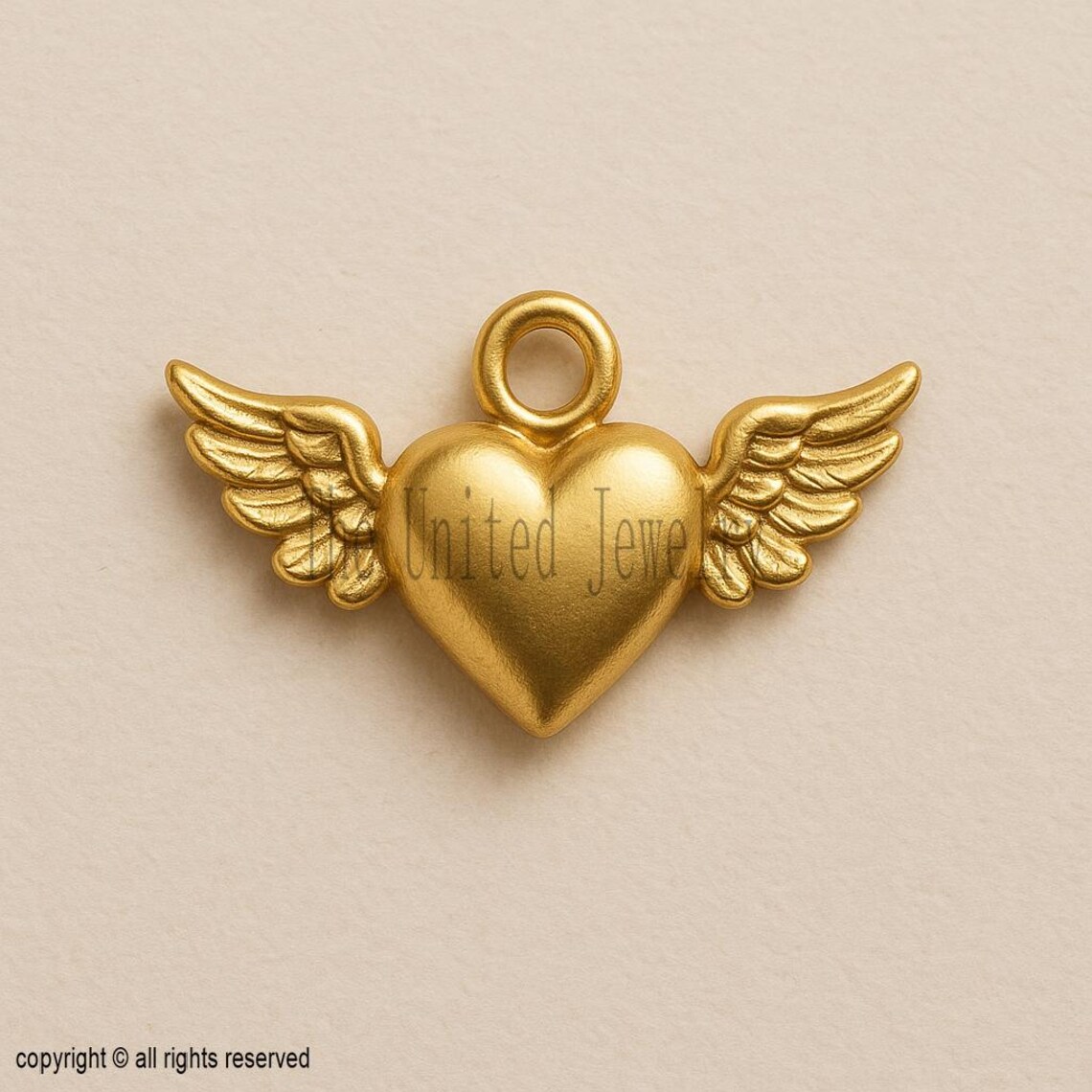 14k Solid Gold Winged Heart Pendant – Angel Heart Charm | Love and Protection Jewelry Gift
