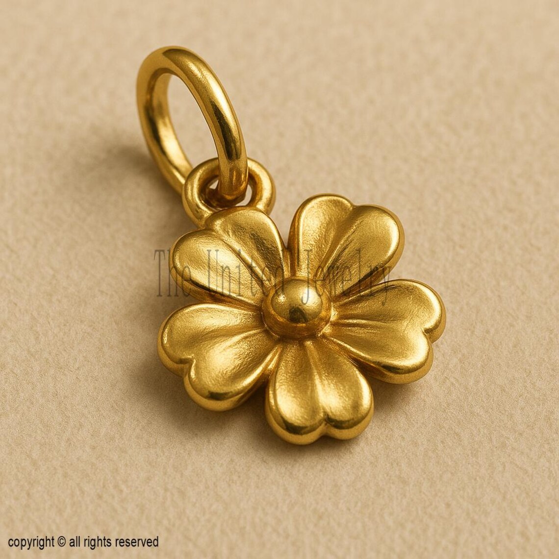 14k Solid Gold Flower Pendant – Dainty Floral Charm | Matte Petal Gold Blossom Jewelry Gift