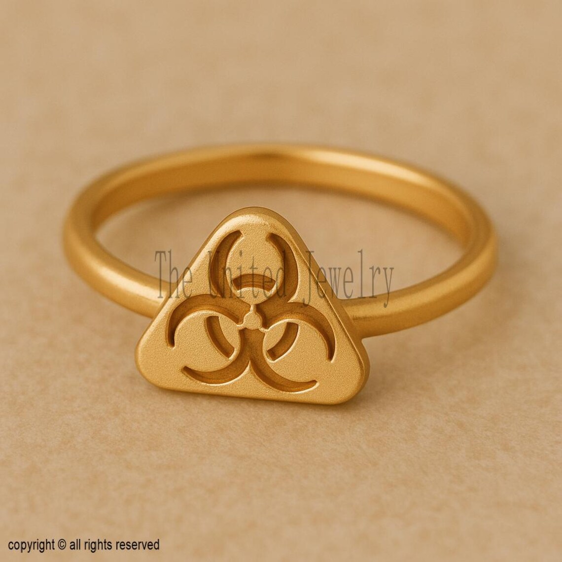 925 Sterling Silver Biohazard Symbol Ring – Unique Geometric Statement Jewelry for Men & Women