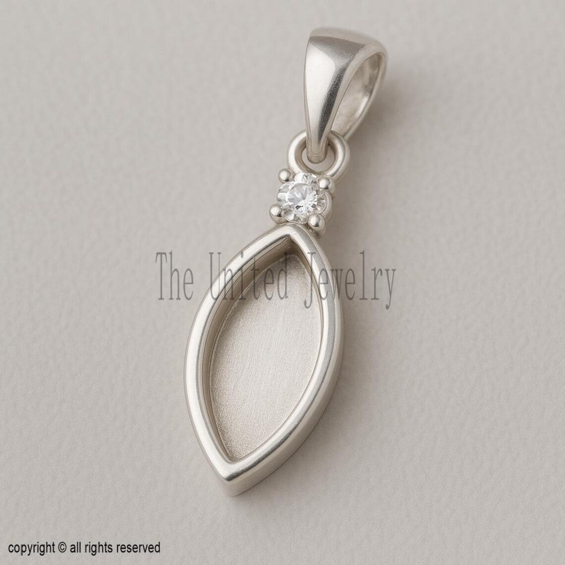 Sterling Silver Marquise Bezel Pendant with Cubic Zirconia – DIY Memorial Jewelry