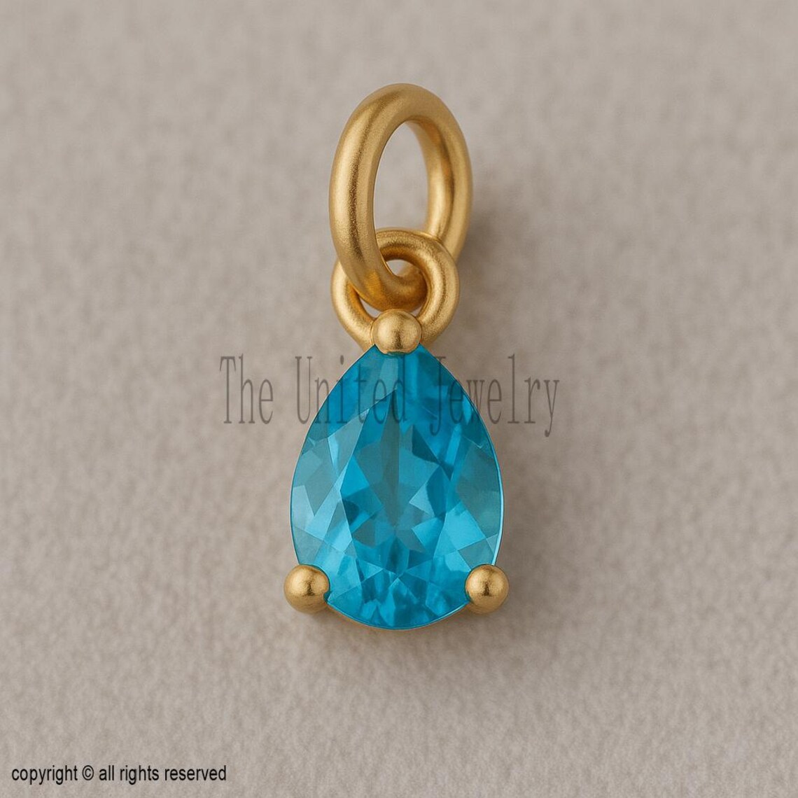14K Gold Pear Blue Topaz Pendant – December Birthstone Charm