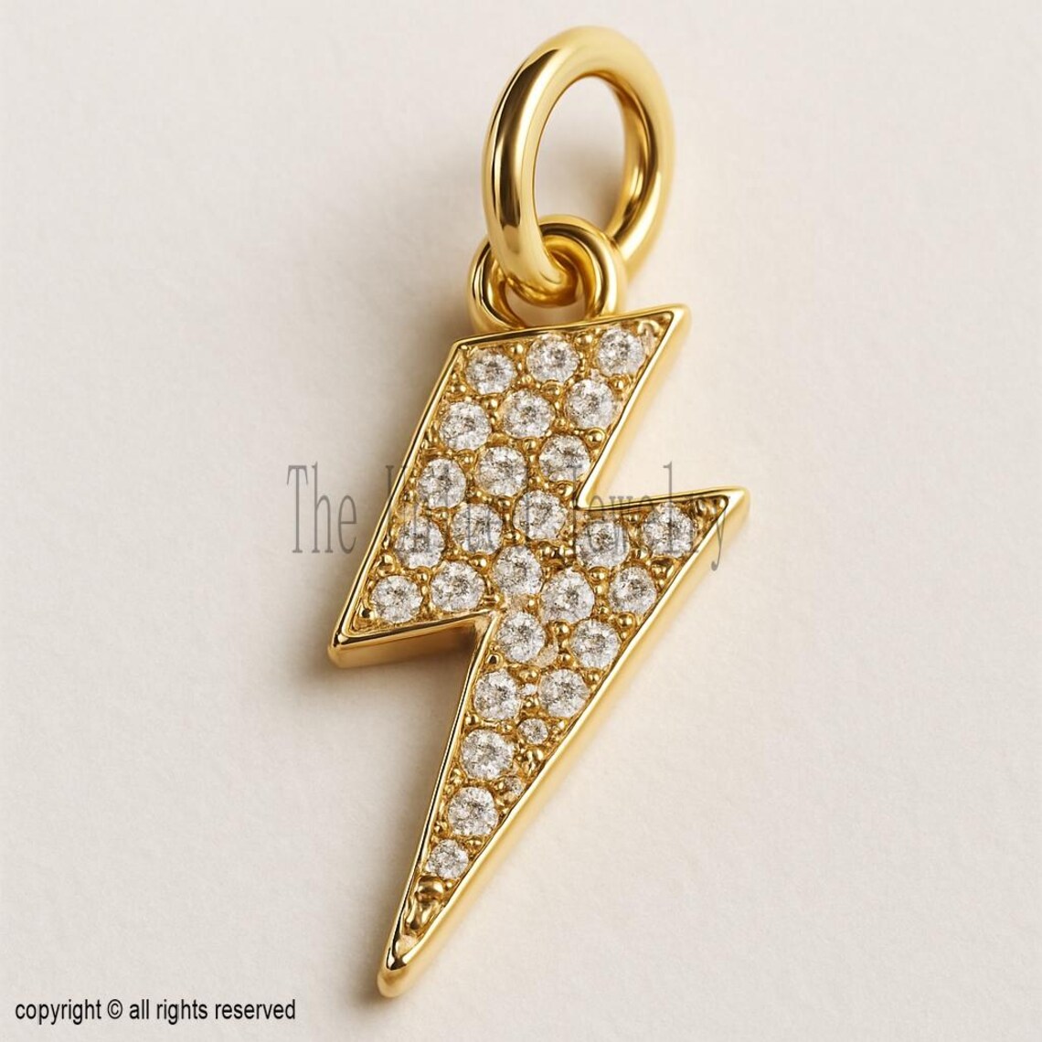 14K Gold Diamond Lightning Bolt Charm – Dainty Pendant