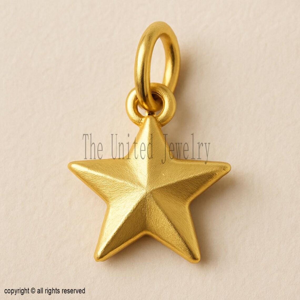 14k Solid Gold Star Pendant – Minimalist Matte Finish Charm | Shining Star Jewelry Gift