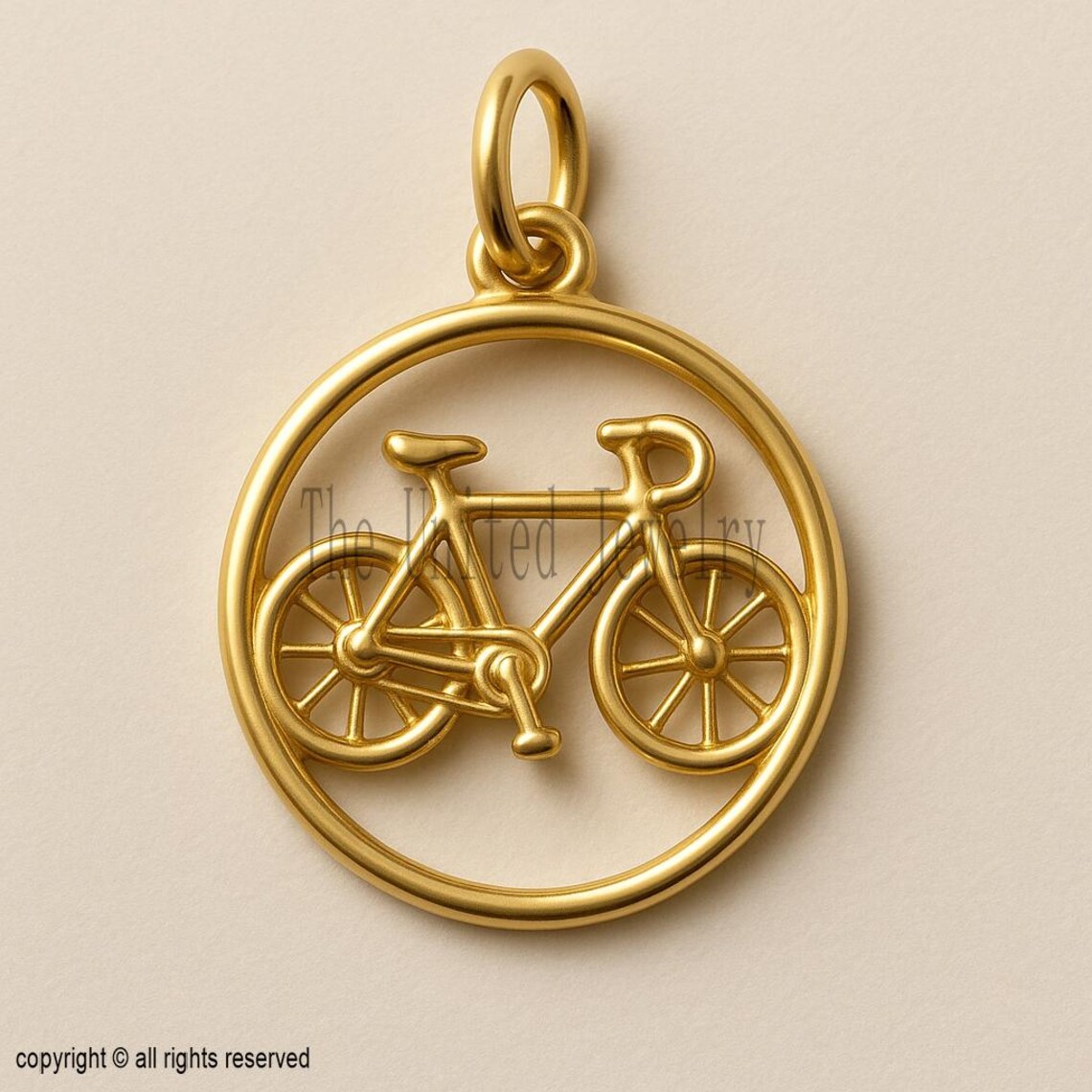 14k Solid Gold Bicycle Pendant – Minimalist Cyclist Necklace