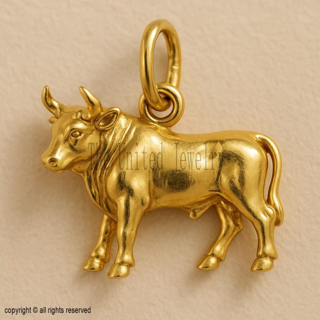 14k Solid Gold Bull Pendant: Strength, Taurus Zodiac Charm