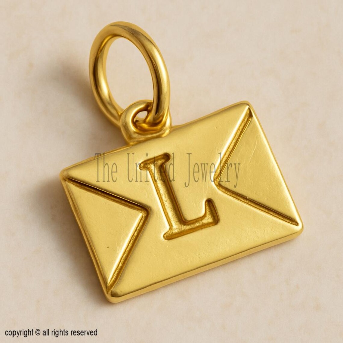 14k Solid Gold Initial L Envelope Pendant – Love Letter Charm
