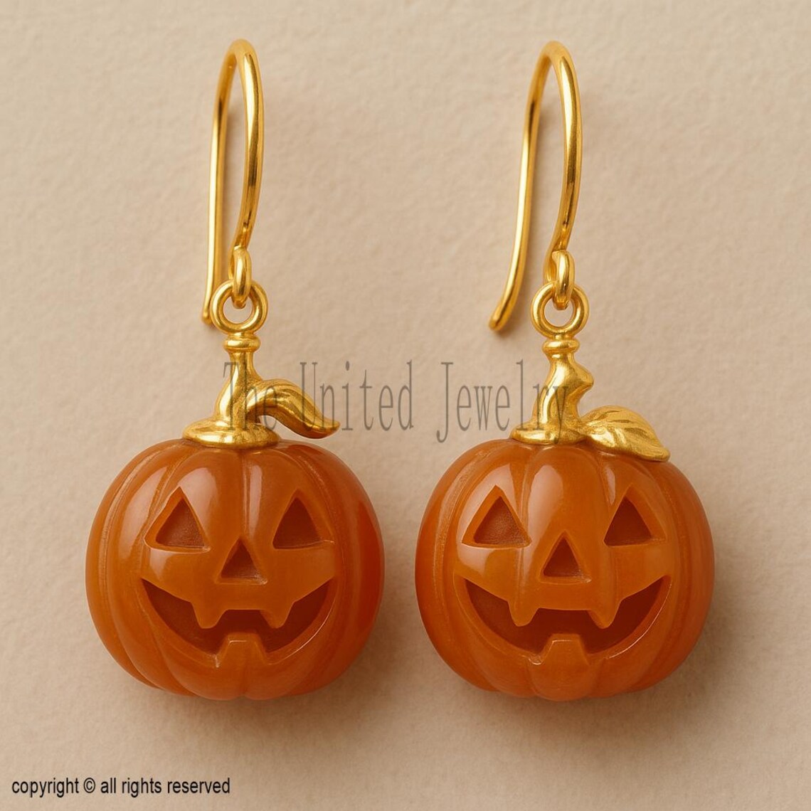 Sterling Silver Halloween Pumpkin Earrings: Gold-Plated Jack-O’-Lantern Dangle