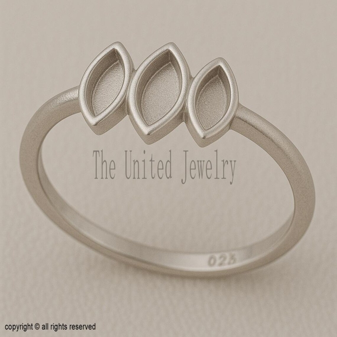 Sterling Silver Triple Marquise Bezel Ring Base: DIY Jewelry Setting