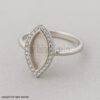 Sterling Silver Marquise Ring Base: Pave CZ Halo, DIY Jewelry Setting