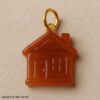 925 Sterling Silver House Pendant | Gold Plated Home Charm with Brown Gemstone
