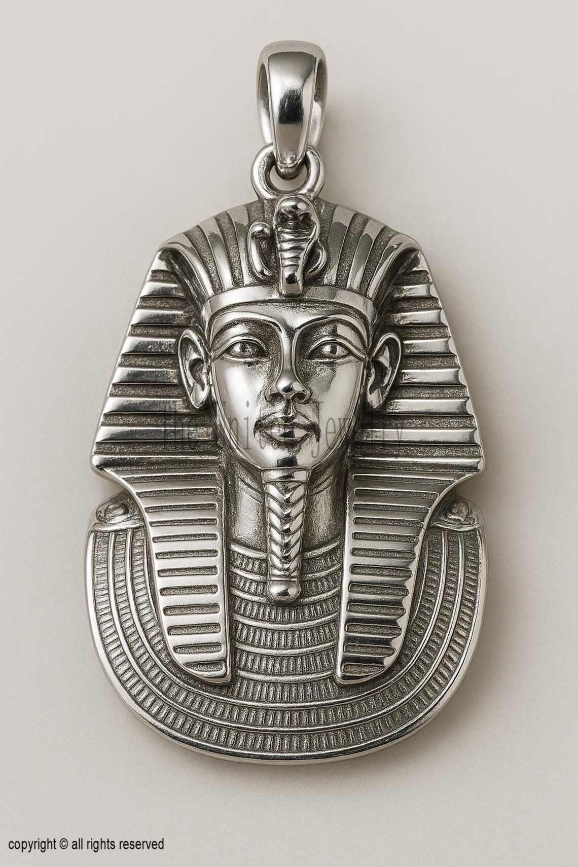 Handmade Sterling Silver King Tut Pharaoh Pendant: Ancient Egyptian Amulet