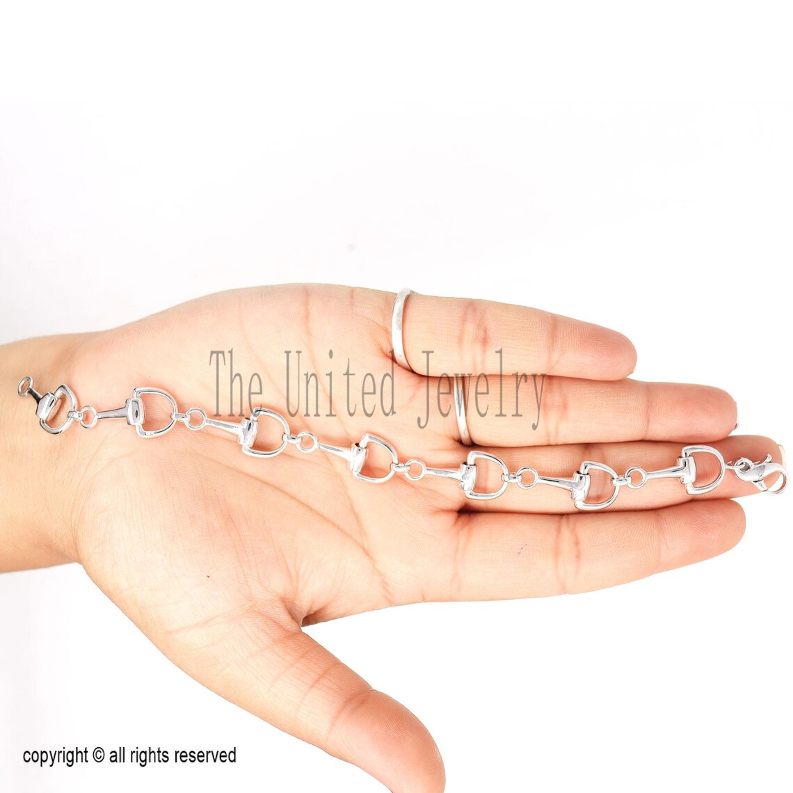 Sterling Silver Horse Bit Bracelet: Equestrian Snaffle Chain Jewelry