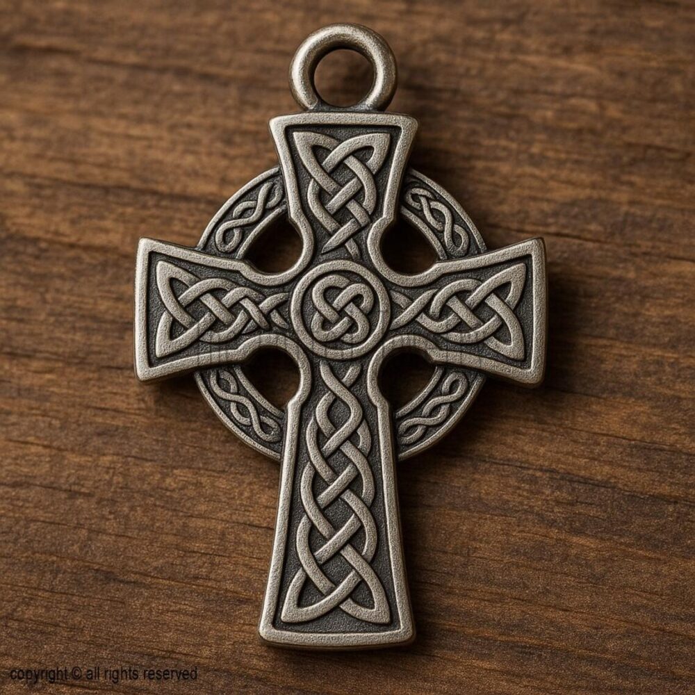 Sterling Silver Celtic Knot Cross Pendant: Antique Irish Jewelry