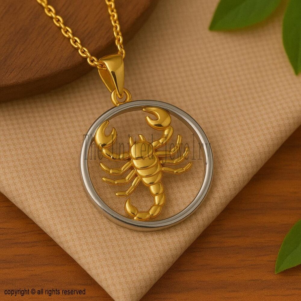 Sterling Silver Scorpio Pendant – Two-Tone Gold Scorpion Necklace