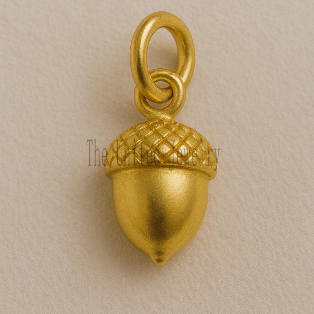 925 Sterling Silver Acorn Pendant | Gold Plated Nature Charm | Symbol of Strength & Growth