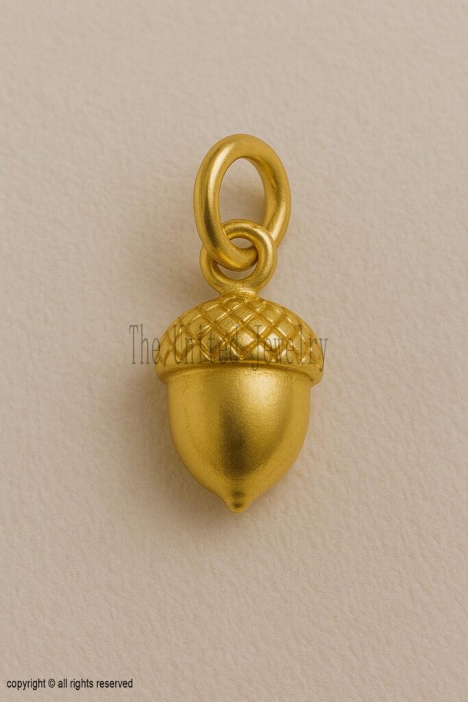 925 Sterling Silver Acorn Pendant | Gold Plated Nature Charm | Symbol of Strength & Growth
