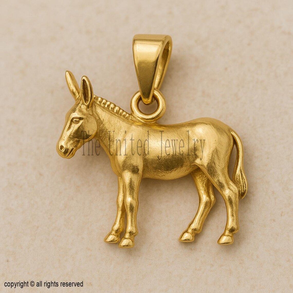 Gold Donkey Pendant – 18K Plated Sterling Silver Animal Charm