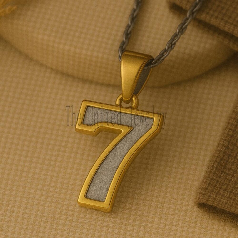 925 Sterling Silver Number 7 Pendant | Gold Plated Lucky Seven Necklace | Personalized Numerology Jewelry