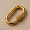 18K Gold Plated Oval Carabiner Clasp Lock 925 Sterling Silver Jewelry Finding