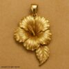 18K Gold Vermeil Hibiscus Flower Pendant: Sterling Silver Floral Necklace