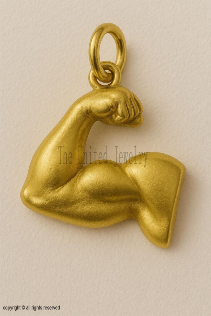 Sterling Silver Flexed Arm Pendant | Strength Fitness Jewelry for Men | Gym Bodybuilder Charm Necklace