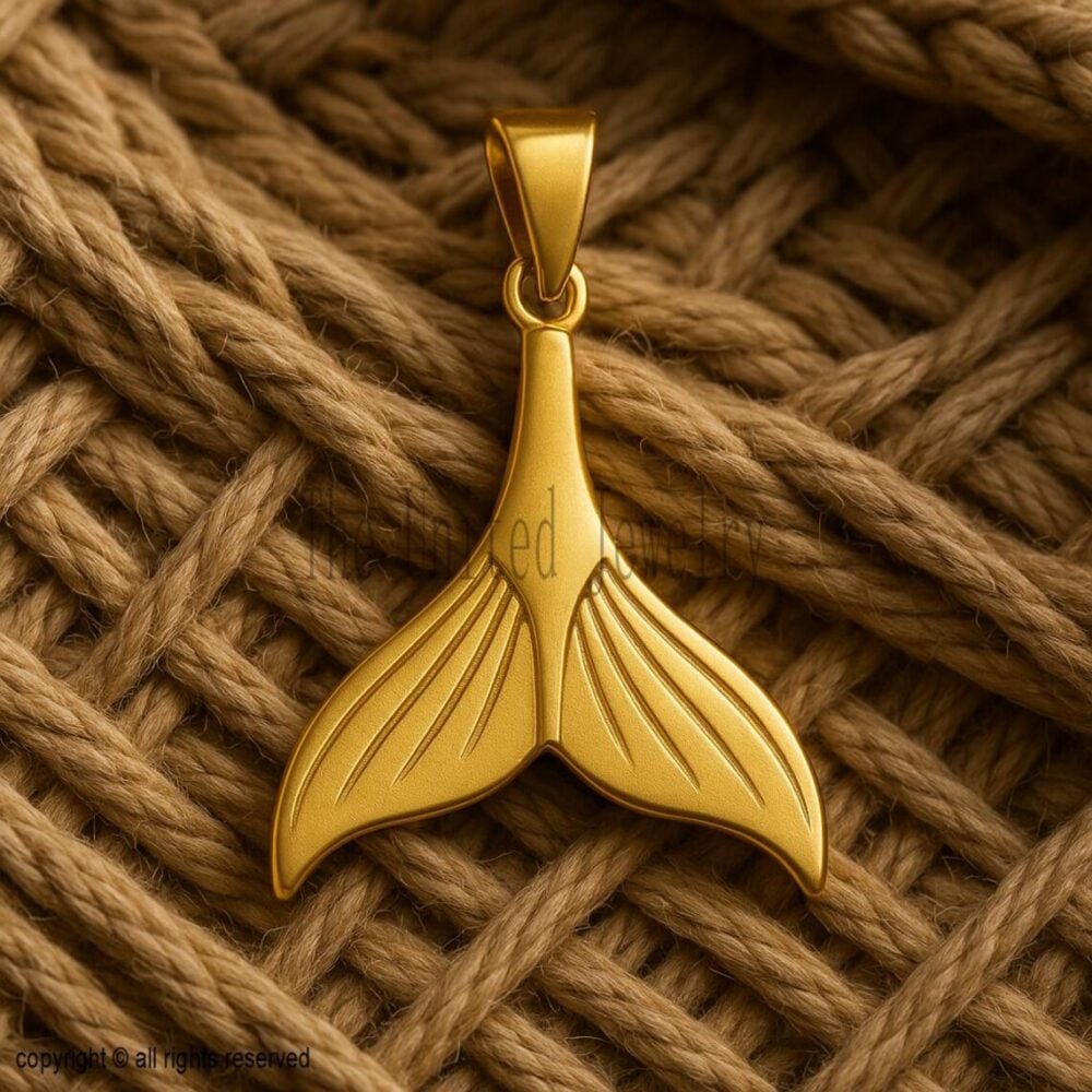 Mermaid Tail Pendant | 925 Sterling Silver Gold Plated Ocean Necklace | Handmade Sea Lover Jewelry