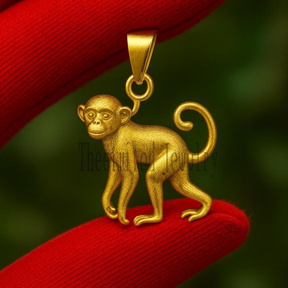 Sterling Silver Monkey Pendant • Handmade Animal Charm Necklace