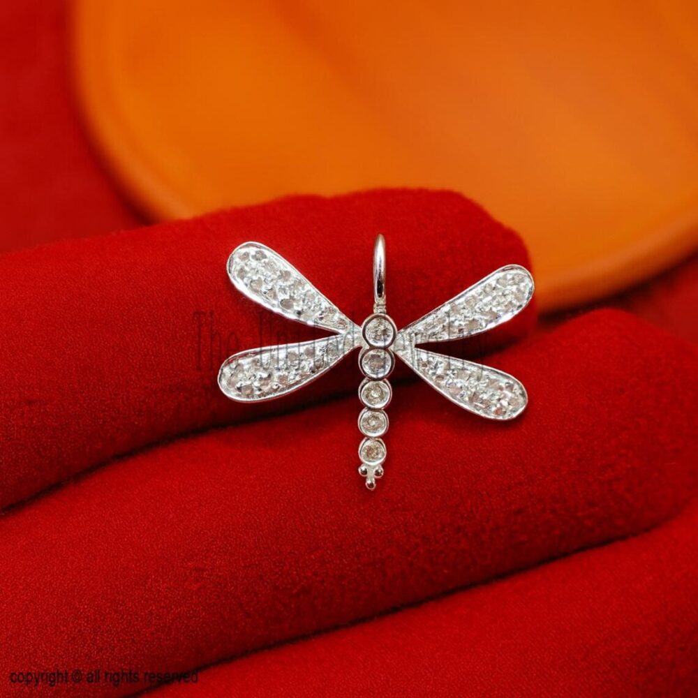Sterling Silver Dragonfly Pendant • Pave CZ Insect Charm