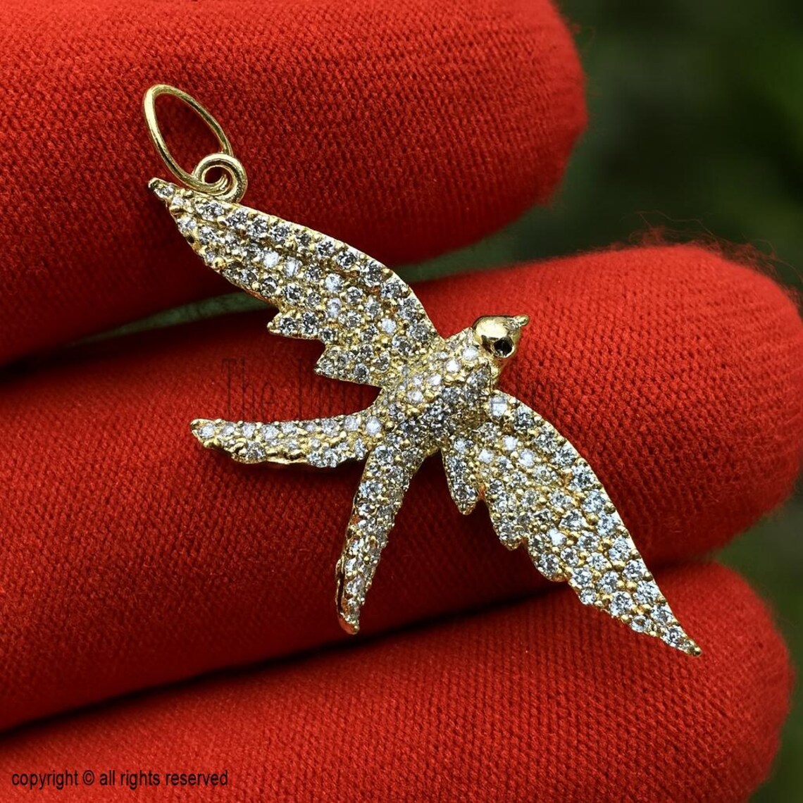 Moissanite Bird 925 Sterling Silver Handmade Pendant Jewelry