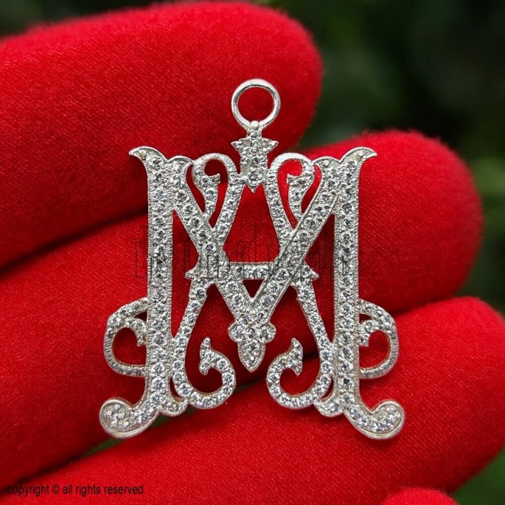 Customize moissanite MA Initial Alphabet Monogram 925 Sterling Silver Handmade Pendant Jewelry