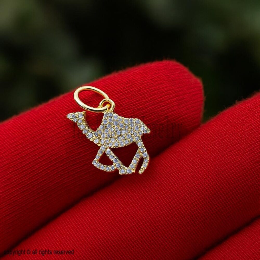14k Gold Plated 925 Sterling Silver Diamond Camel Charm Pendant Jewelry