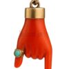 925 Sterling Silver Figa Hand Pendant, Coral & Turquoise, Good Luck Charm