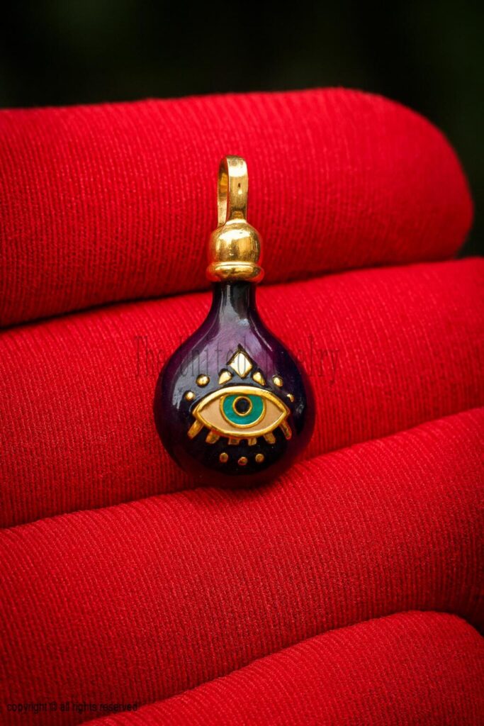 Enamel Evil Eye Heart Bell Charm Pendant: 925 Sterling Silver