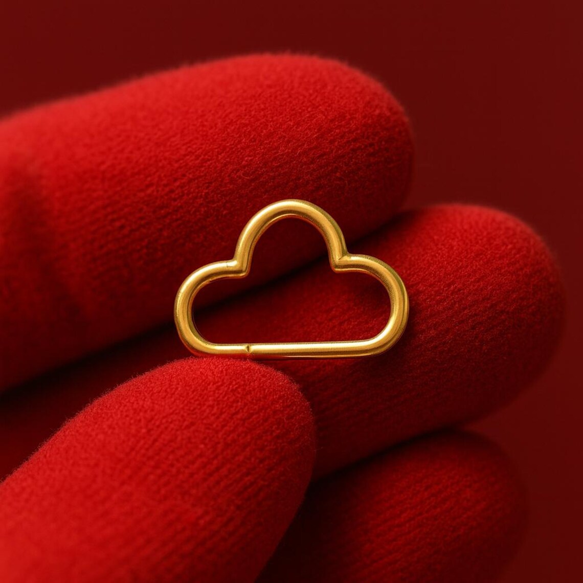 Gold Plated Sterling Silver Cloud Charm Holder Lock – Minimalist Pendant Connector