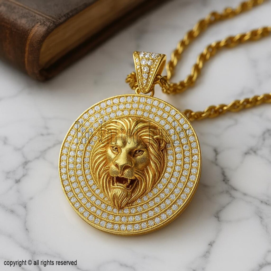 Iced Out CZ Sterling Silver Lion Head Medallion - Hip Hop Pendant