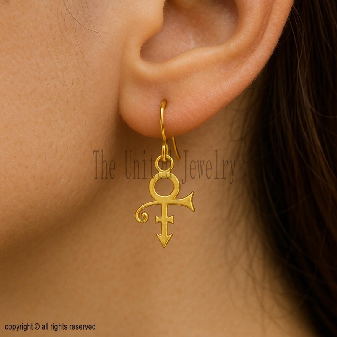 Gold Plated Sterling Silver Love Symbol Earrings | Handmade Dangle Jewelry